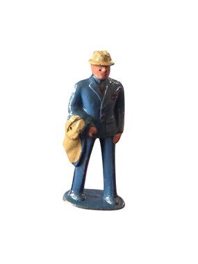 Barclay Manoil Man Wearing Hat & Carrying Coat Lead Figure 1950s 1.75" Tall
